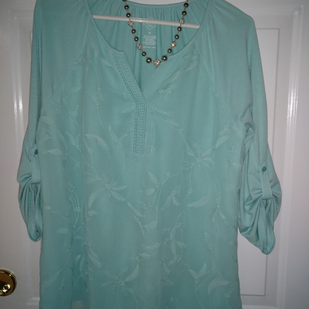 ST. JOHNS BAY Tiffany Green Blouse Medium